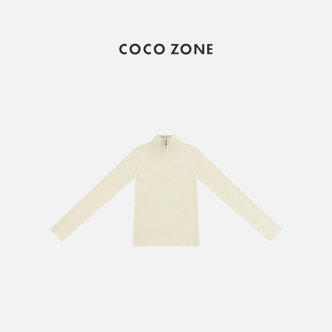 COCO ZONE刘一一 半拉链简约修身显瘦立领长袖针织衫CC2D3171