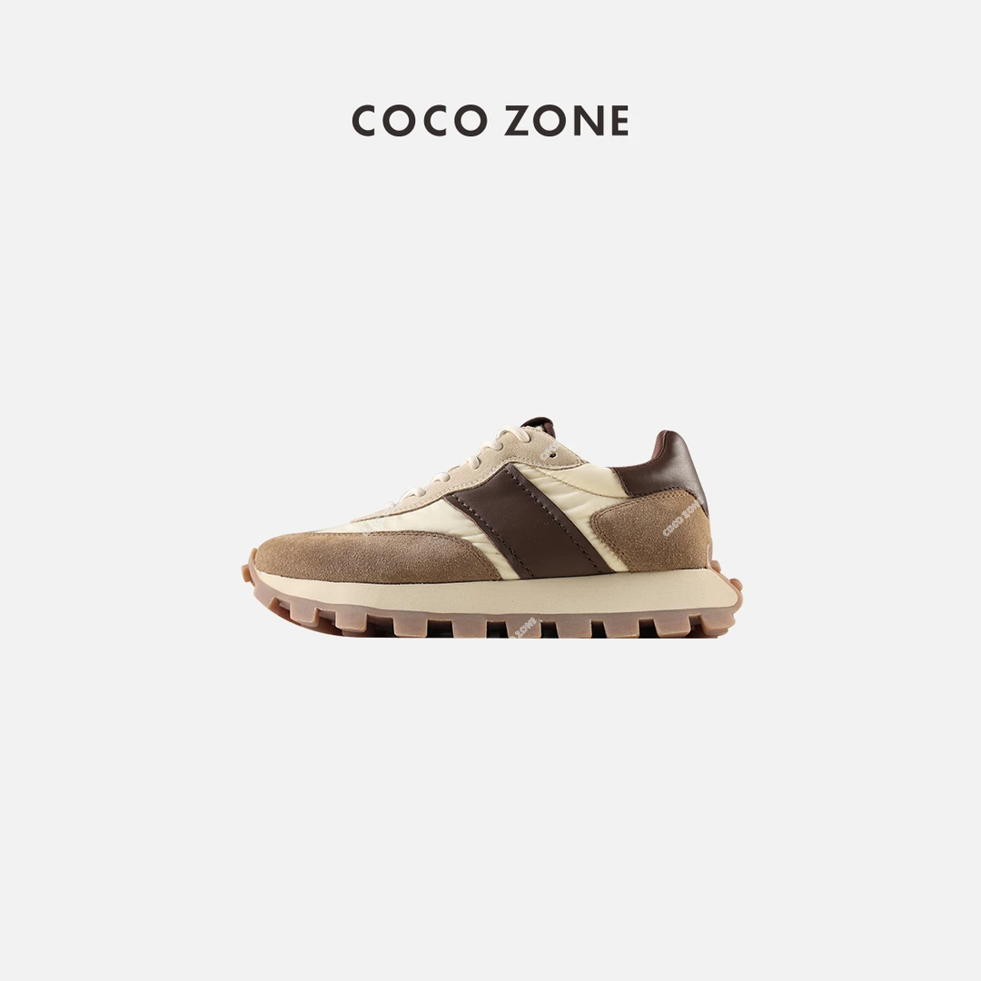 COCO ZONE 刘一一 厚底拼色老爹鞋真皮运动系带阿甘鞋23C29477