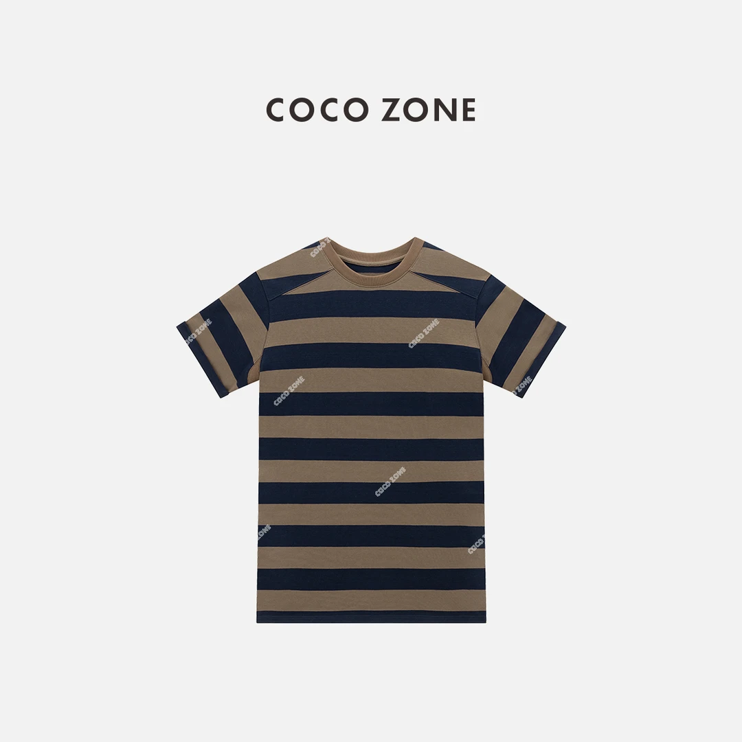 COCO ZONE 刘一一 “怦然心动”100棉撞色条纹连衣裙显瘦CC2C1286