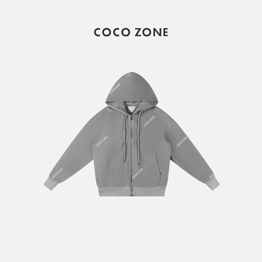 COCO ZONE 刘一一 慵懒风连帽系绳卫衣外套长袖拉链开衫23C19182