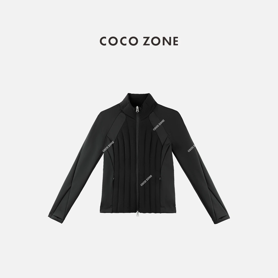 COCO ZONE 刘一一"魔方鹅绒"设计感拼接立领羽绒服外套 CC2C1781
