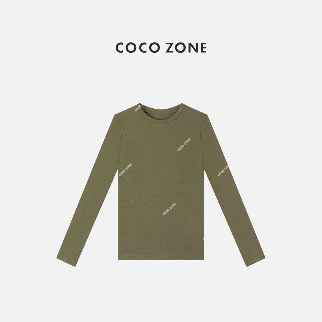 COCO ZONE 刘一一【100棉】简约纯色圆领休闲长袖T恤CC1C1868
