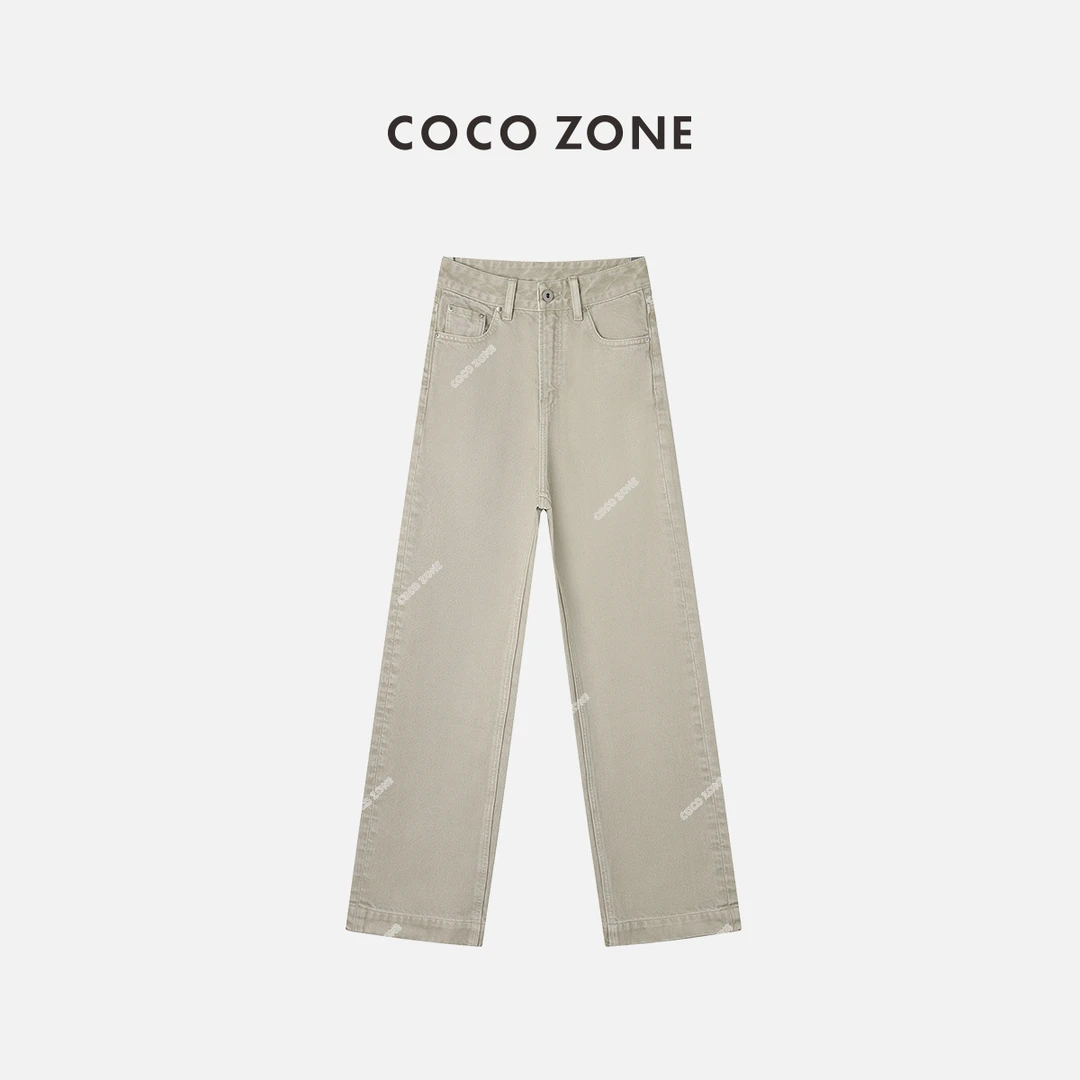 COCO ZONE 刘一一"拿铁牛仔裤"美式牛仔裤春季显瘦长裤 24C10105