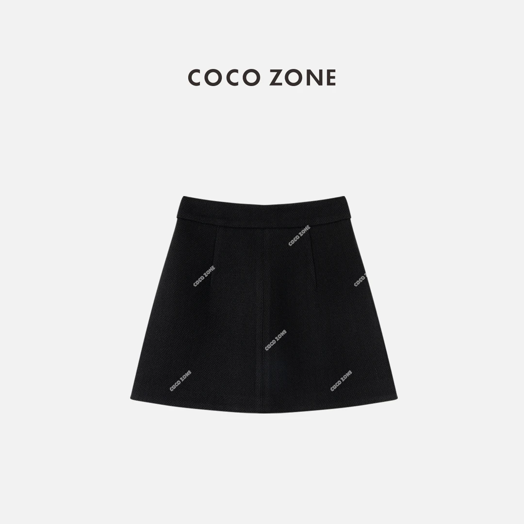 COCO ZONE 刘一一 时尚纯色前开叉半身裙百搭显瘦短裙CC1C1846