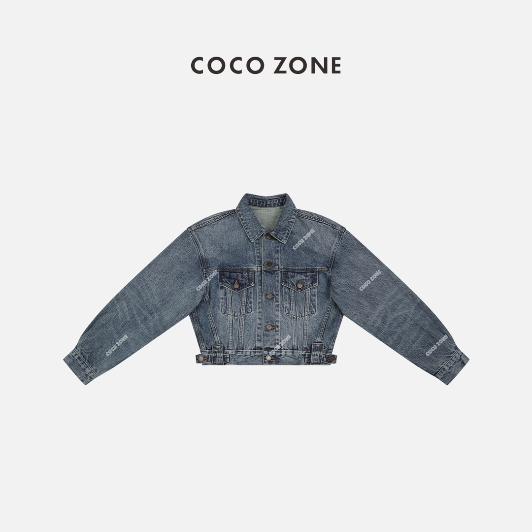 COCO ZONE 刘一一"牛仔很忙"100棉短款前口袋复古外套24C10281