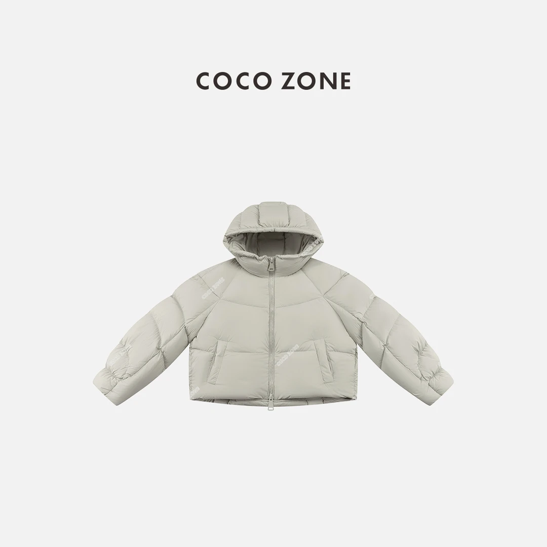 COCO ZONE 刘一一 秋冬90鹅绒立领连帽双头拉链羽绒服CC2D2775