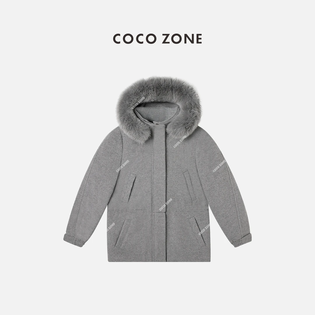 COCO ZONE 刘一一 "LP高定系列"秋冬羊毛连帽毛呢外套23C30669