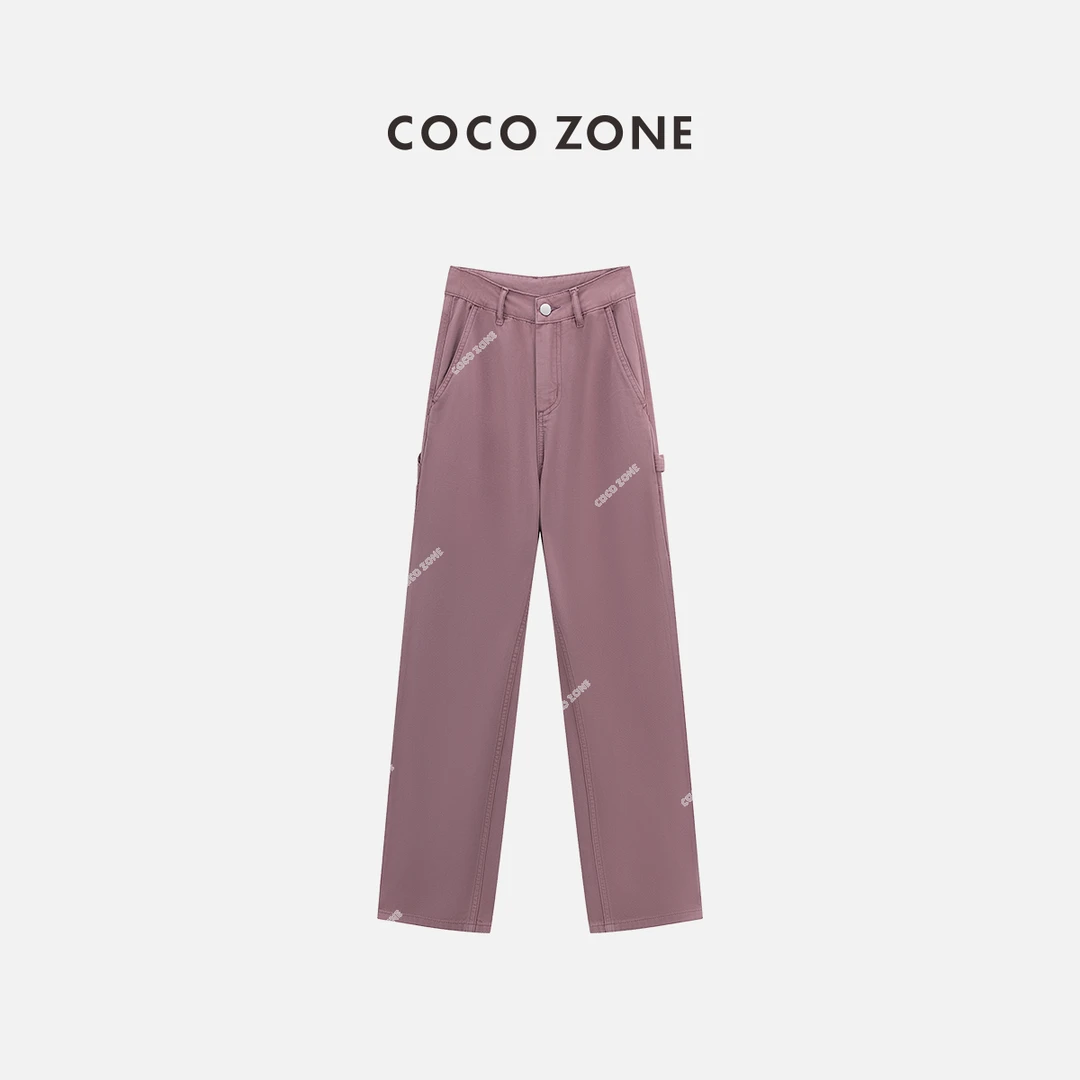 COCO ZONE 刘一一"梅子色"夏季简约纯色直筒休闲牛仔裤 CC1B1198