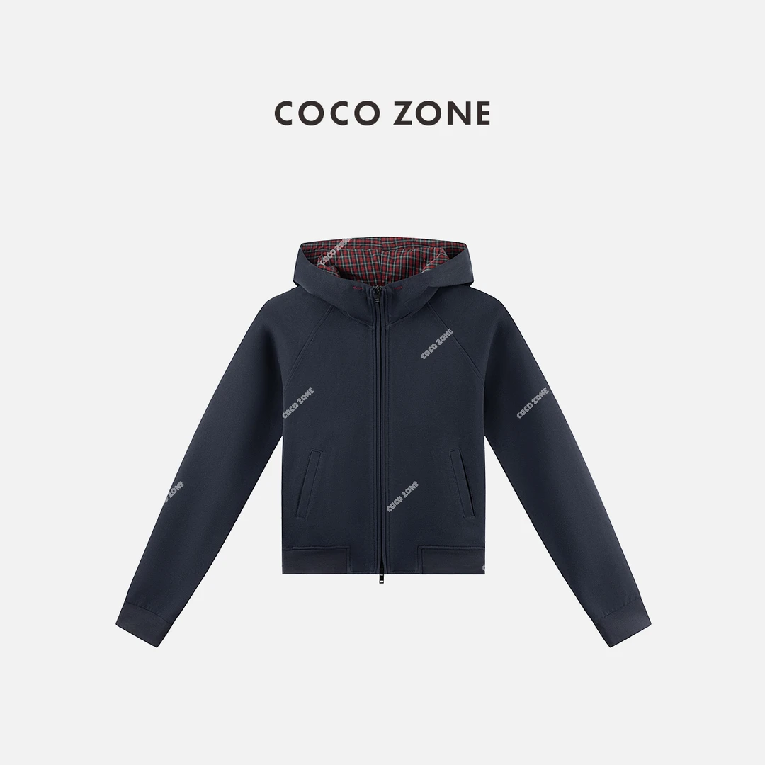 COCO ZONE 刘一一 100棉设计感双头拉链女士连帽外套CC2C1749