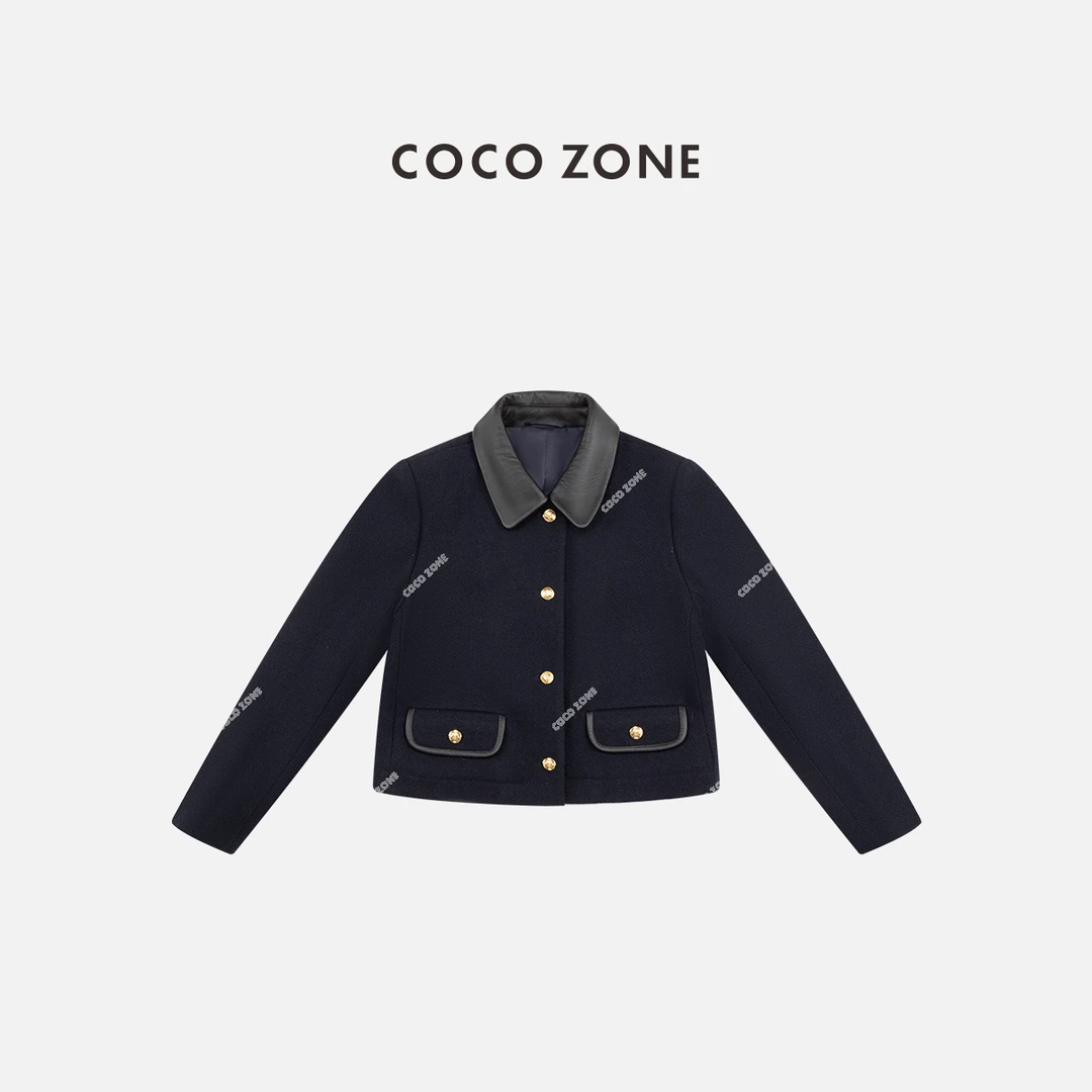 COCO ZONE 刘一一 时尚撞色翻领外套简约长袖上衣CC2C2249