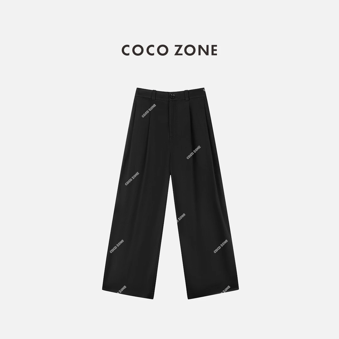 COCO ZONE 刘一一女士简约显瘦休闲裤纯色通勤直筒裤 CC1C1867
