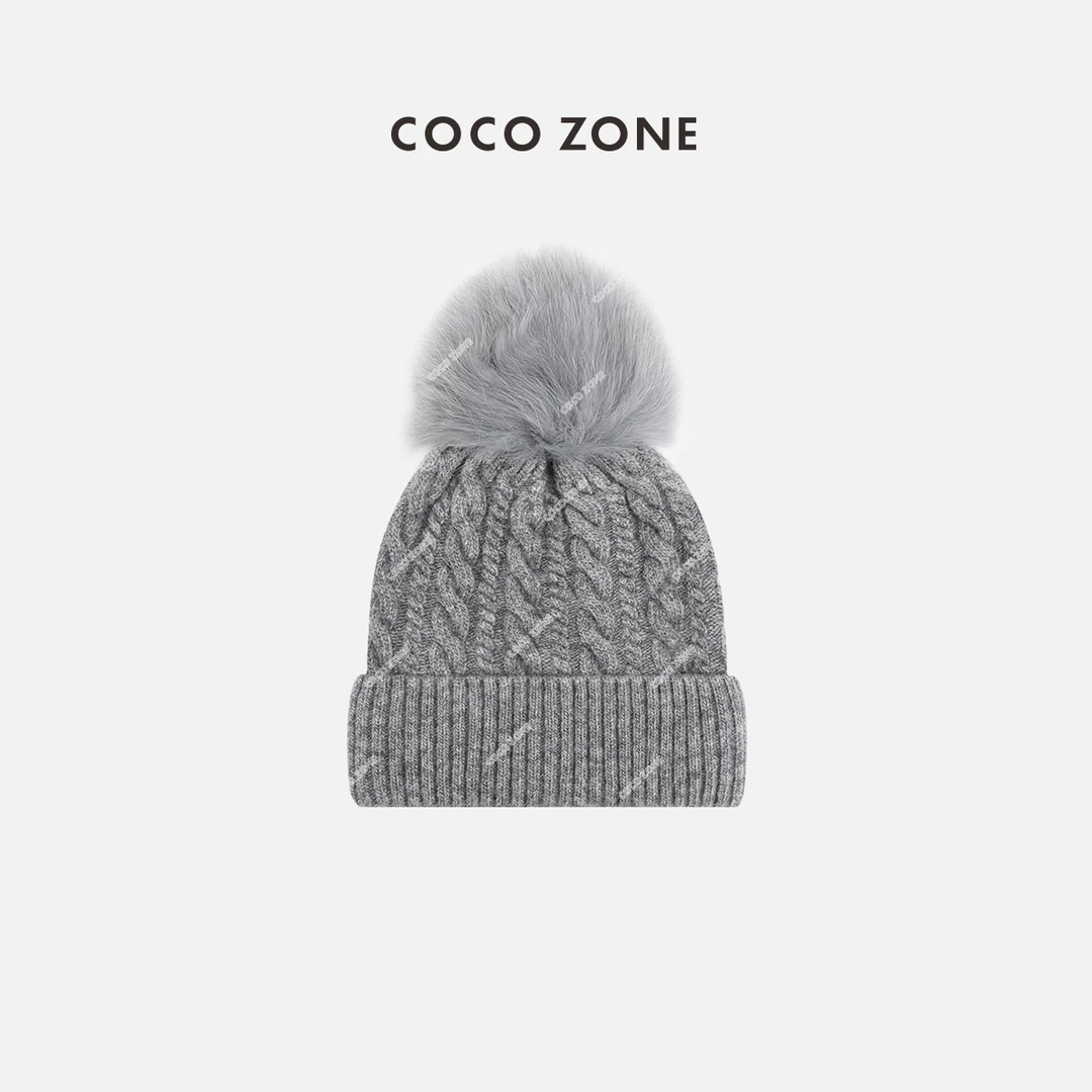 COCO ZONE 刘一一 百搭保暖毛球针织帽显脸帽23C19662