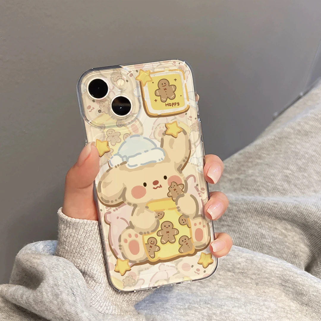 饼干小熊iPhone15手机壳12苹果14透明13小米vivo华为oppo全包防摔