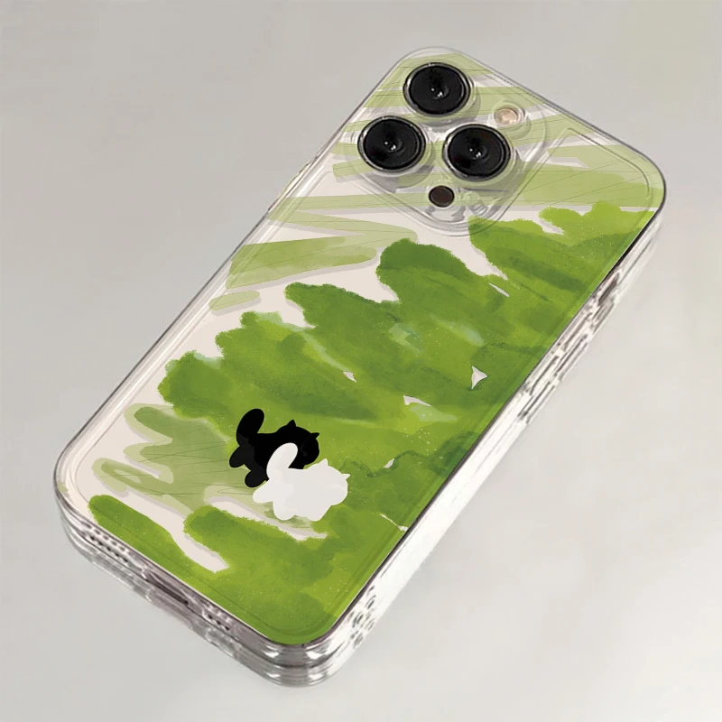 两只小猫iPhone15手机壳14适用苹果13软12透明小米vivo华为全包套