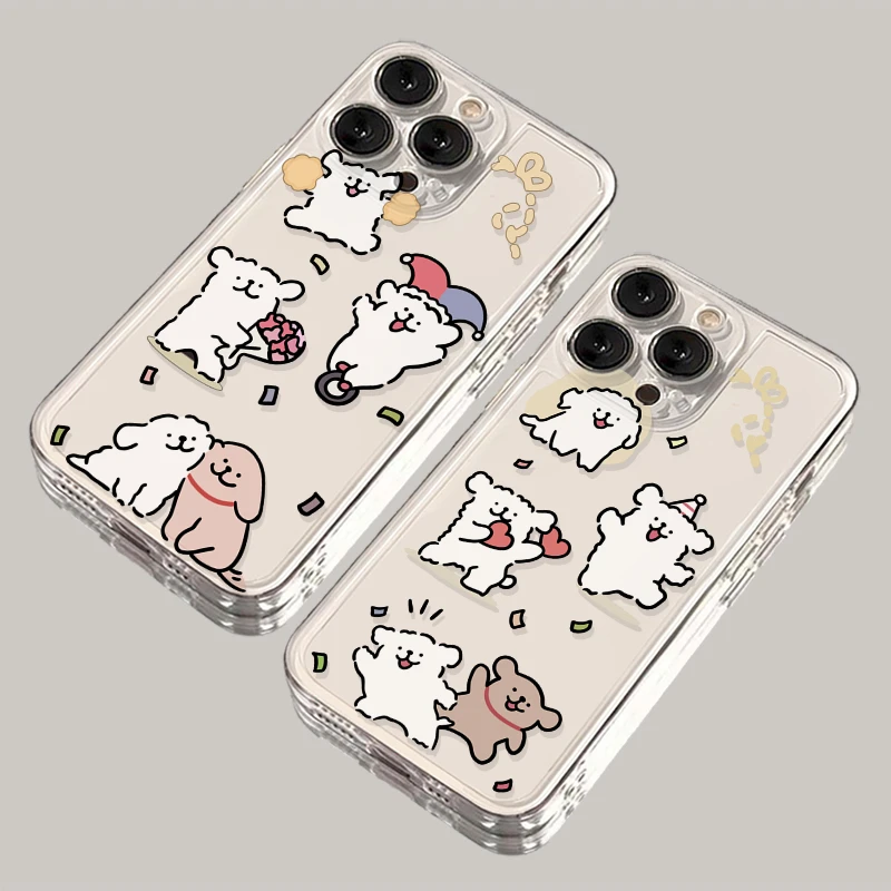 线条小狗iPhone15手机壳12苹果14透明13小米vivo华为oppo卡通防摔