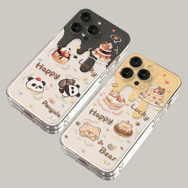 奶油熊猫iPhone15手机壳14苹果13软12透明小米vivo华为oppo卡通套
