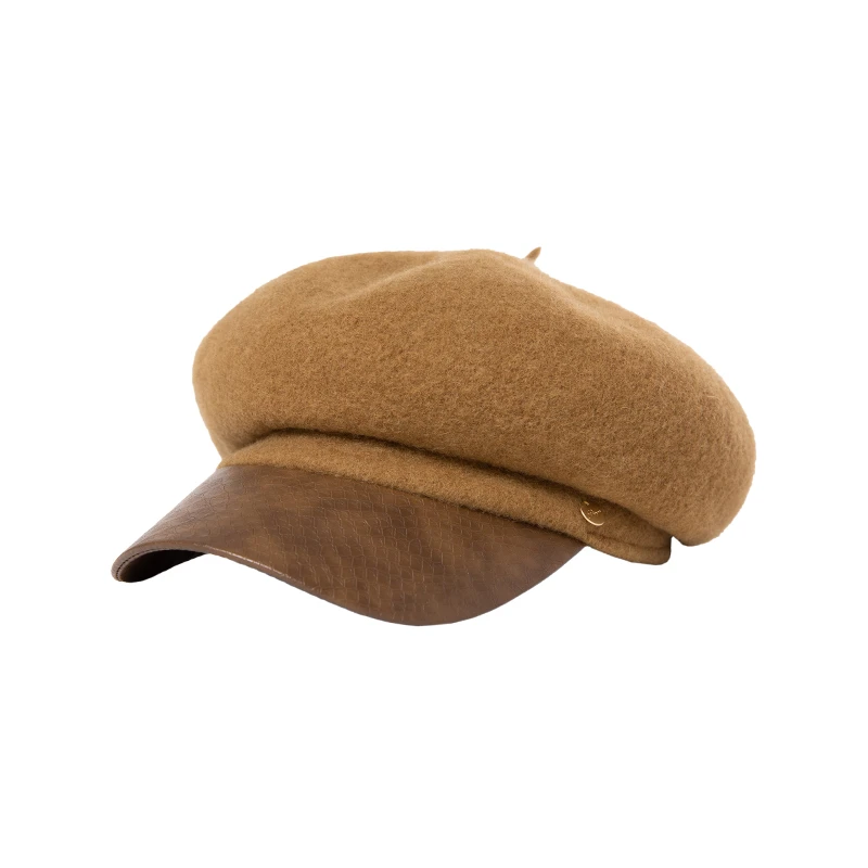 siggi 贝雷帽羊毛呢pu格纹八角帽复古百搭鸭舌帽SI94256