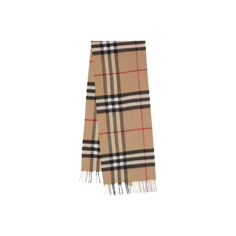 全新未使用 BURBERRY/博柏利 秋冬 经典双面羊绒长款保暖格纹围巾