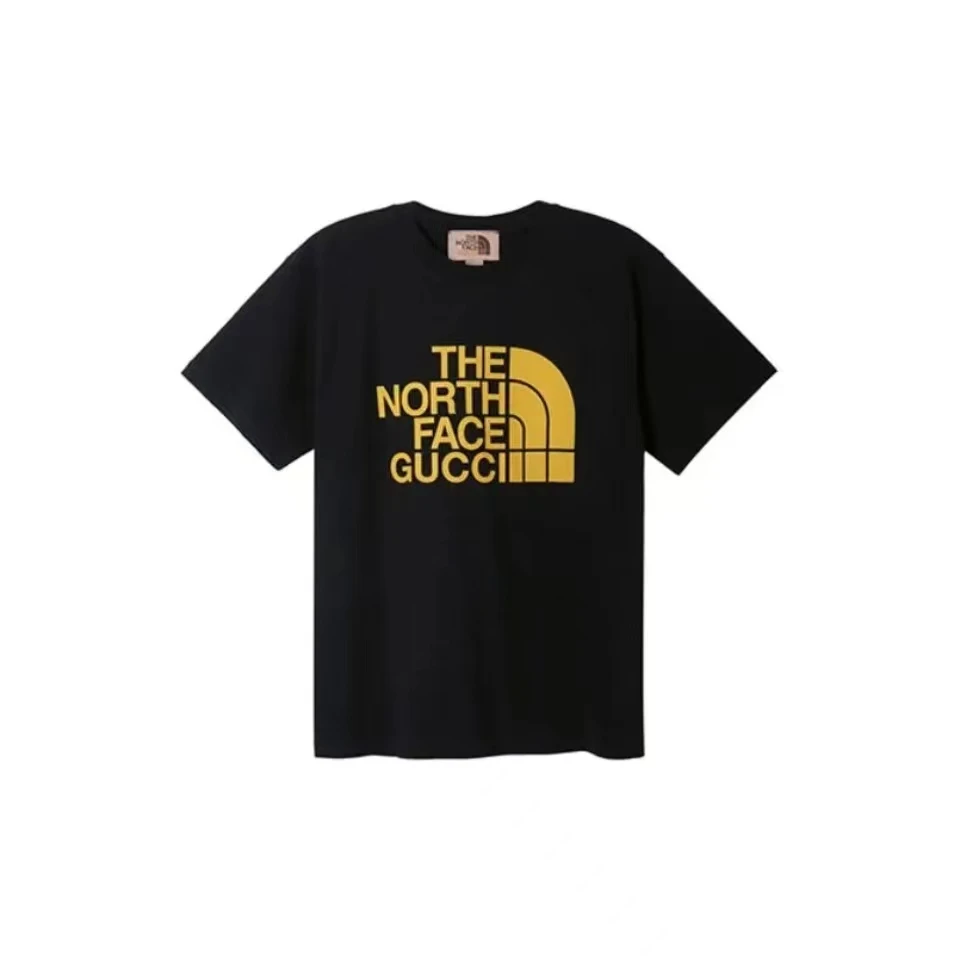 全新未使用 GUCCI/古驰 x 北面THENORTHFACE黑色字母男士圆领短袖