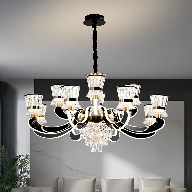 轻奢简约大气吊灯客厅灯餐厅水晶灯灯臂发光灯具