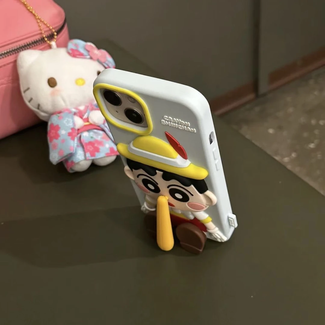 立体长鼻子小新iPhone15promax苹果14手机壳13支架壳12新款11可爱