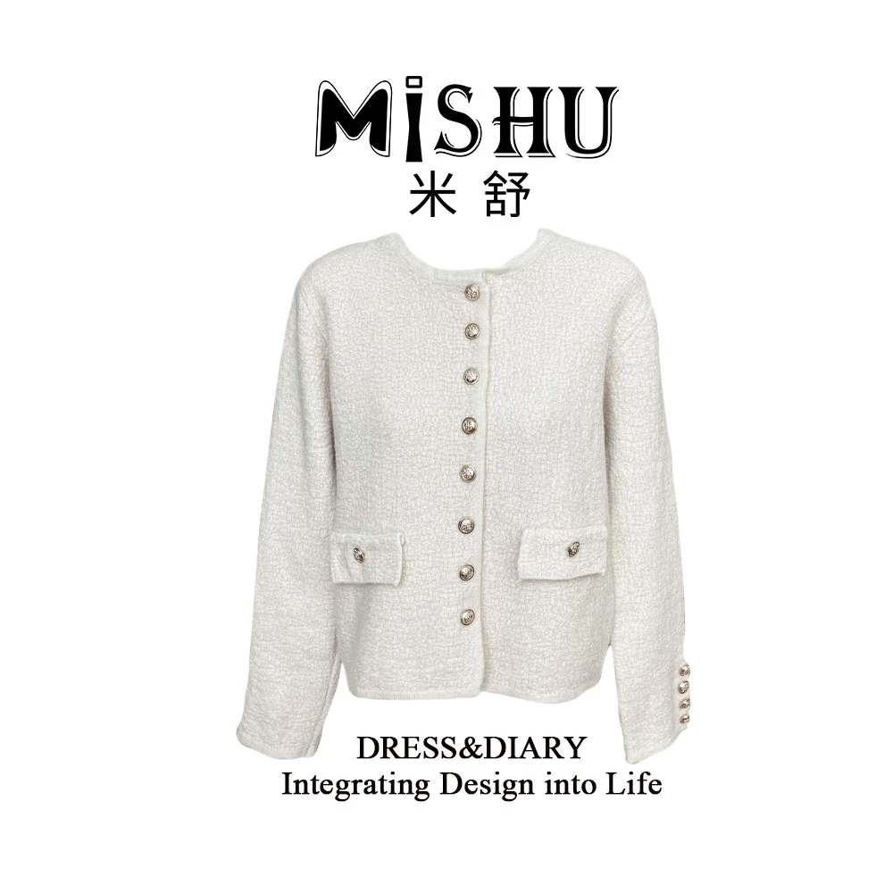 米舒Dress&Diary 【金丝万缕】小香风轻奢时尚设计师款秋冬毛织开衫