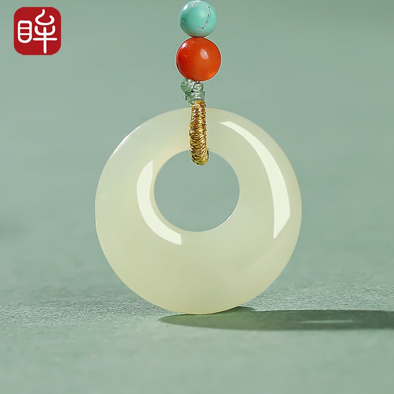 印象眸和田玉吊坠 女款平安高高扣玉坠 附证书 NT礼物