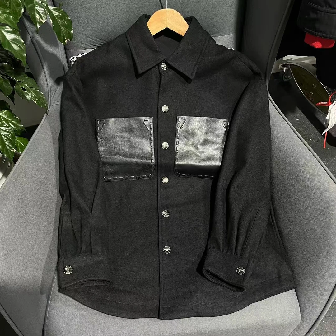 24秋冬季新款男士翻领羊毛简约工装夹克外套 28099