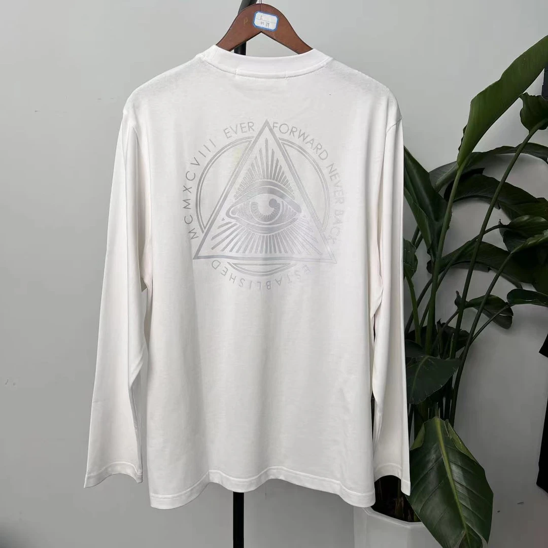 S-29 24夏季情侣款夏季后背图案印花简约休闲长袖T恤 0041S