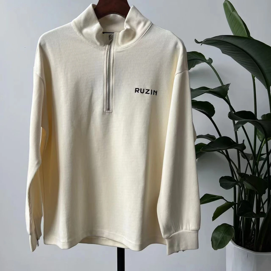 （3.11）潮牌情侣字母刺绣半高领套头卫衣 KO009