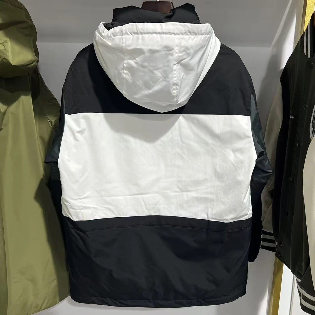 V-9 潮牌秋冬季情侣款休闲百搭拼色连帽羽绒服 G15