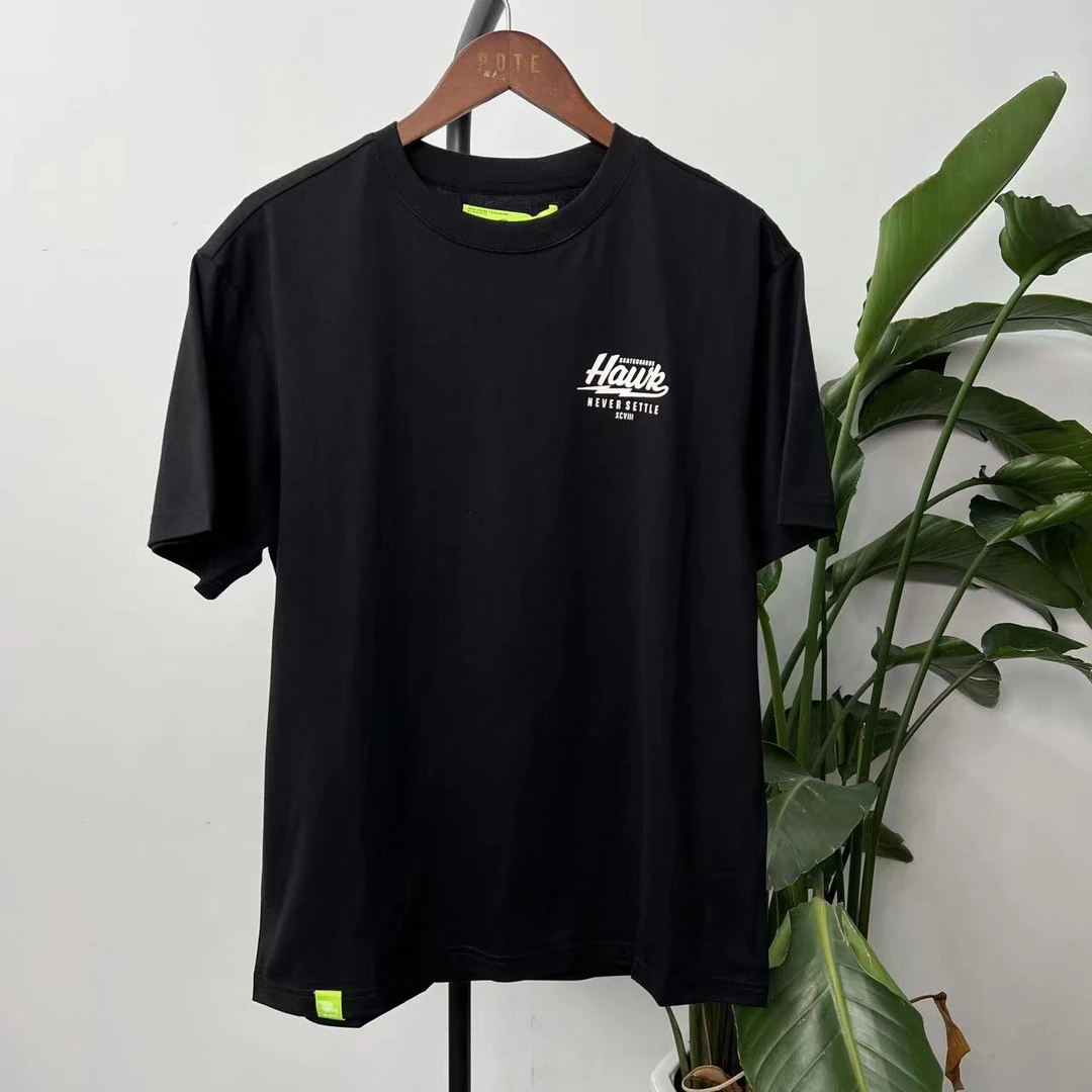 H-7 24夏季潮牌情侣款后背摩托印花休闲短袖T恤 02100