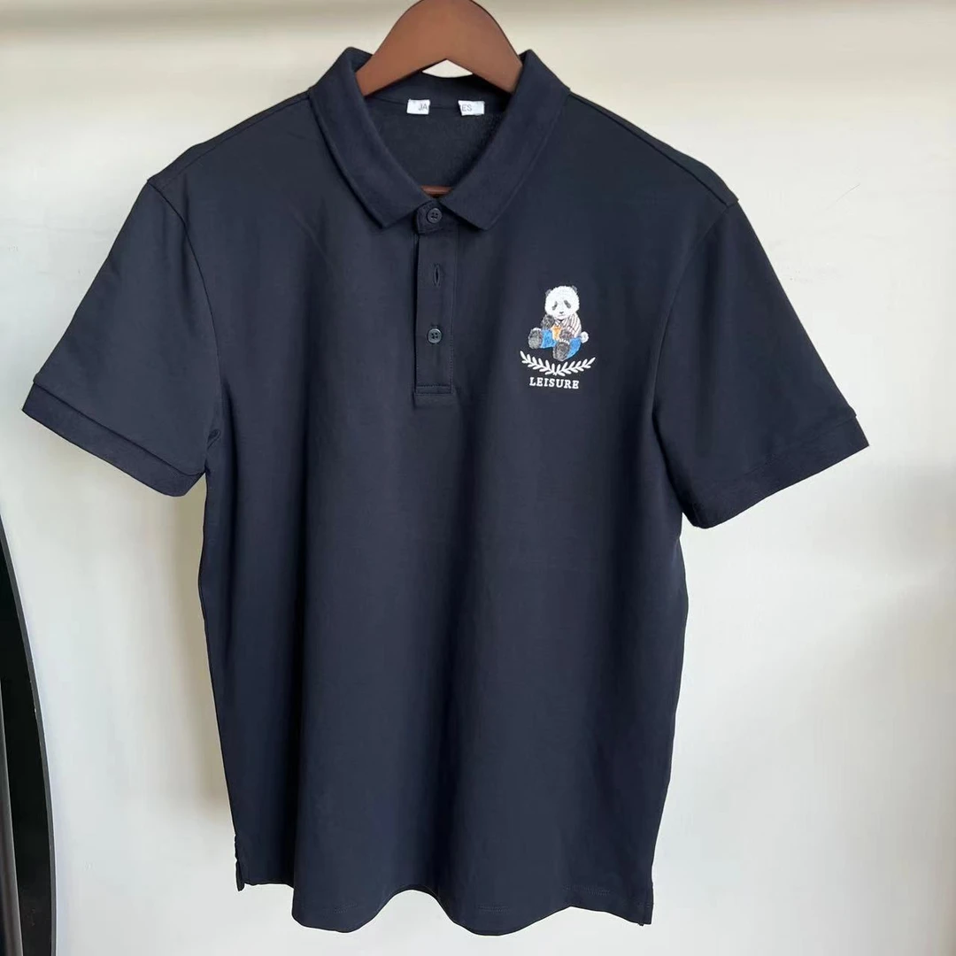 F-14 潮牌夏季男女同款胸口熊猫刺绣简约休闲POLO衫  F1401