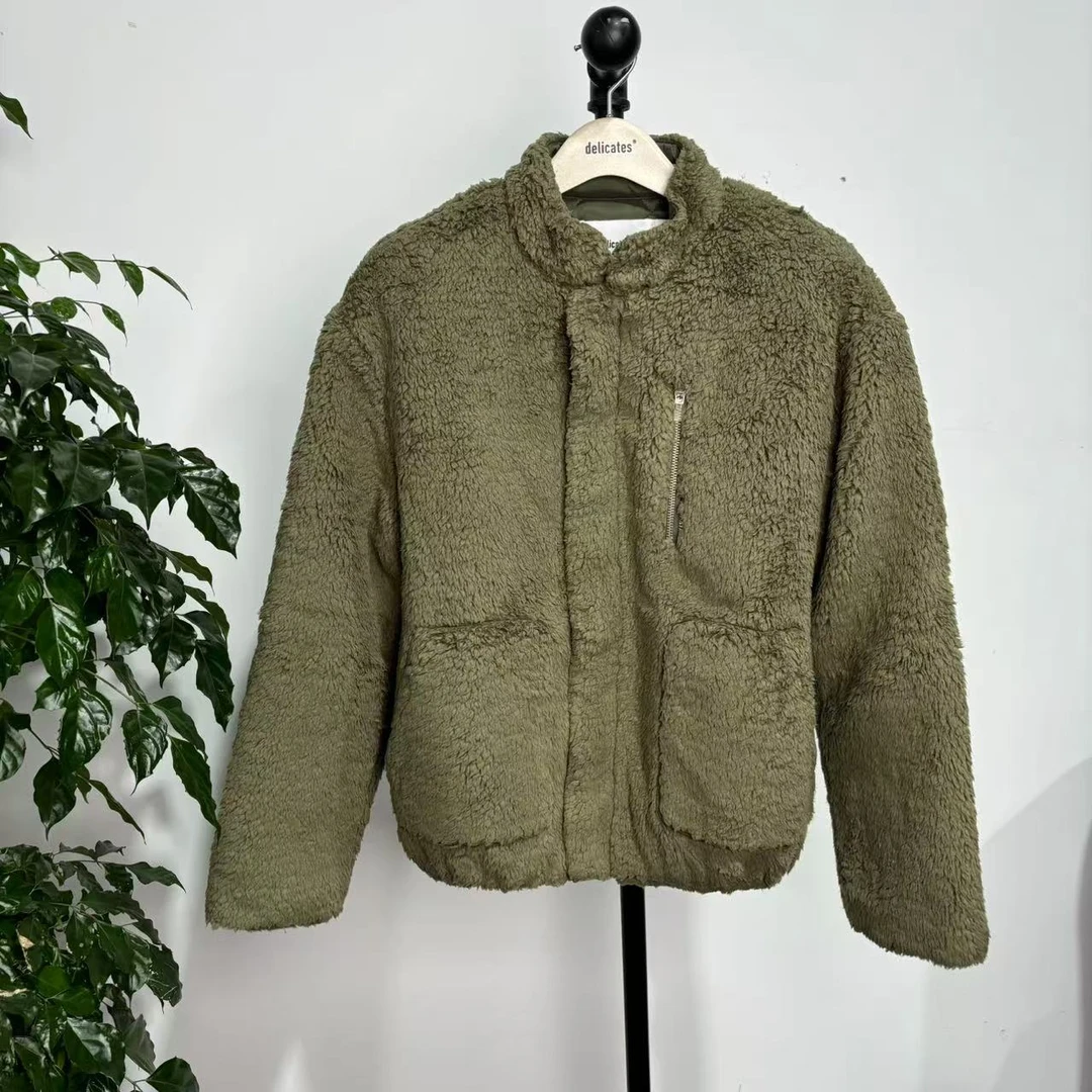 T AG-29  秋冬季男士墨绿色厚款羊羔绒立领外套 CH233