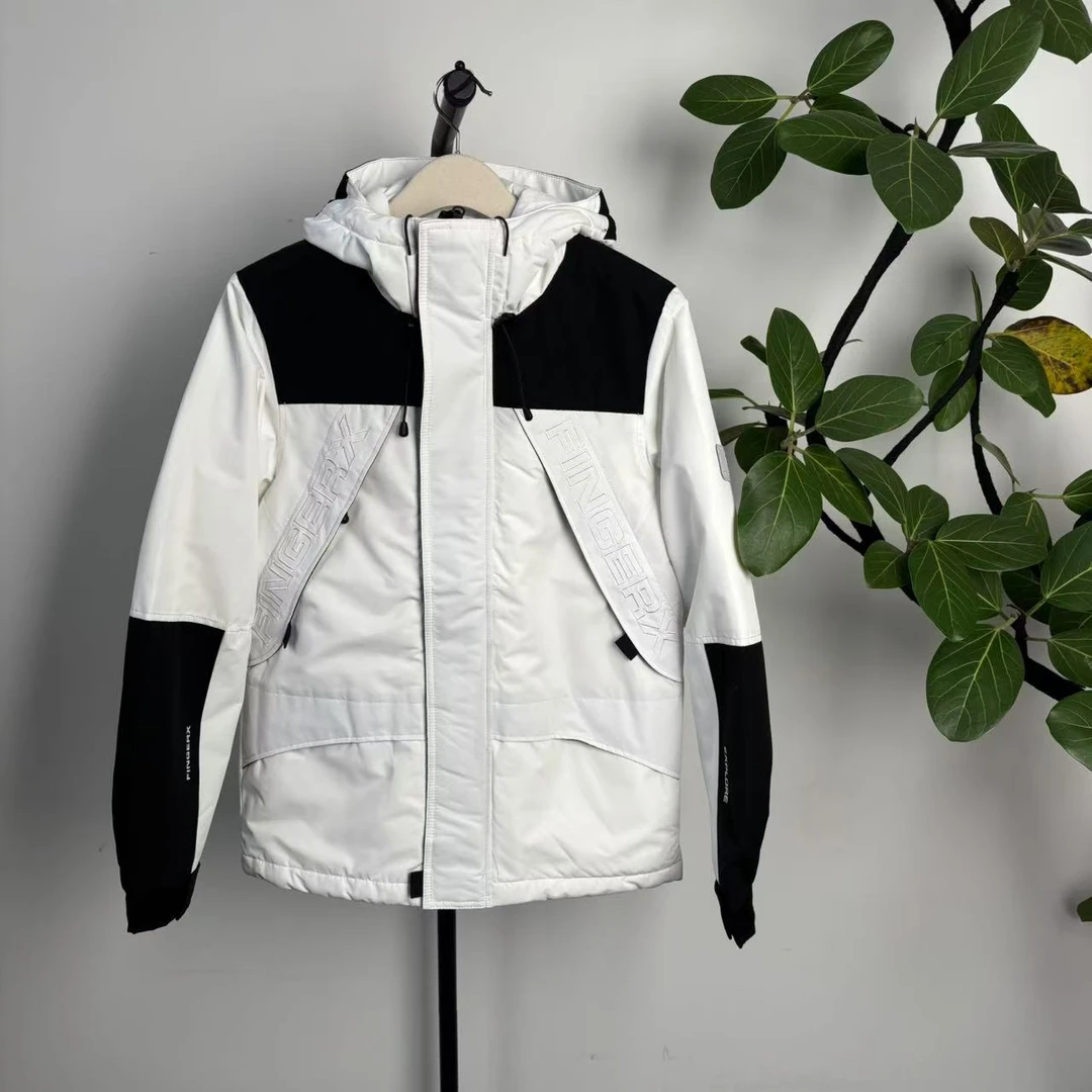 AH-15  24秋冬季新款男士两侧拉链拼色字母刺绣棉服外套 1D112