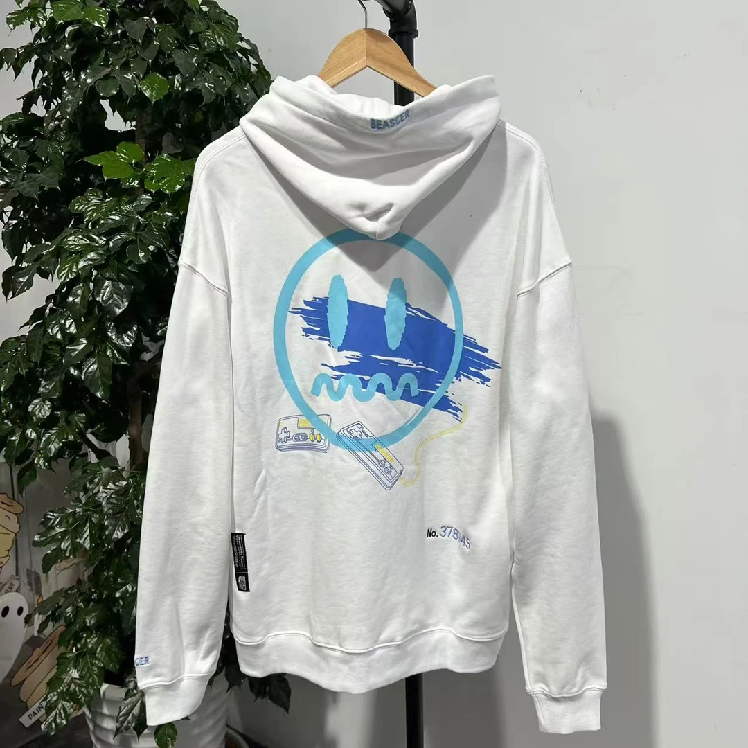 【鬼脸】V-12  24新款潮牌情侣款字母印花休闲连帽卫衣 91202