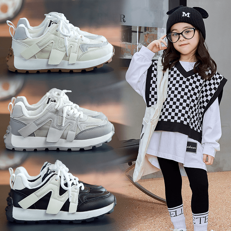 女童运动鞋男童透气阿甘鞋2024春秋新款中大童时尚潮款儿童老爹鞋