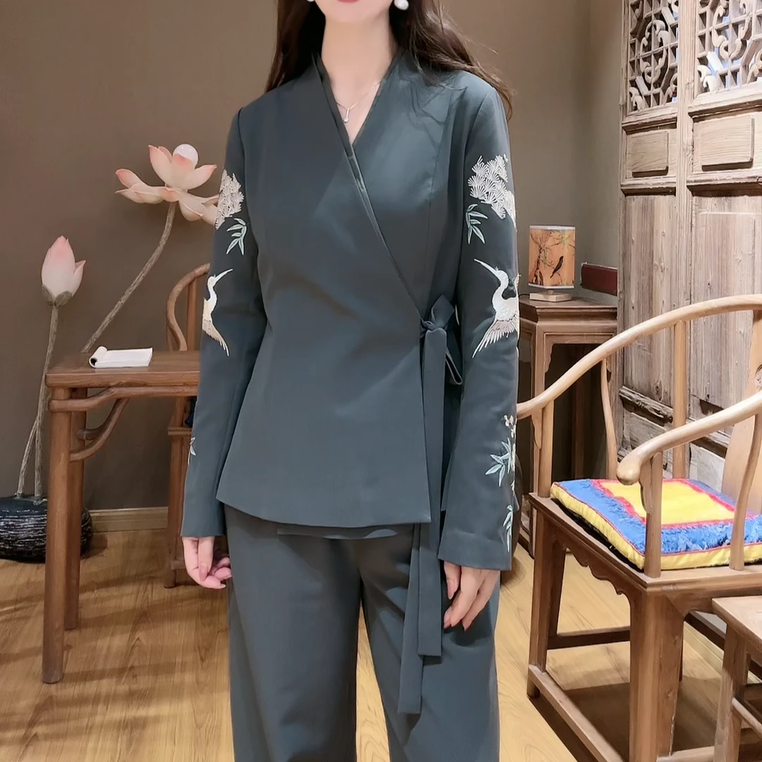 『蝶家』忆江南-松鹤时尚气质套装22037