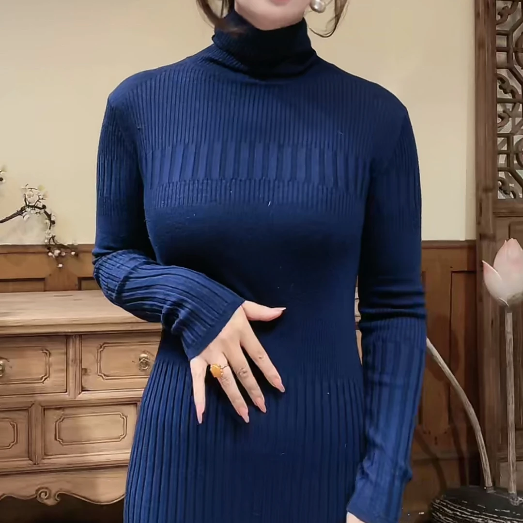 『蝶家』修身显瘦针织秋冬连衣裙2022