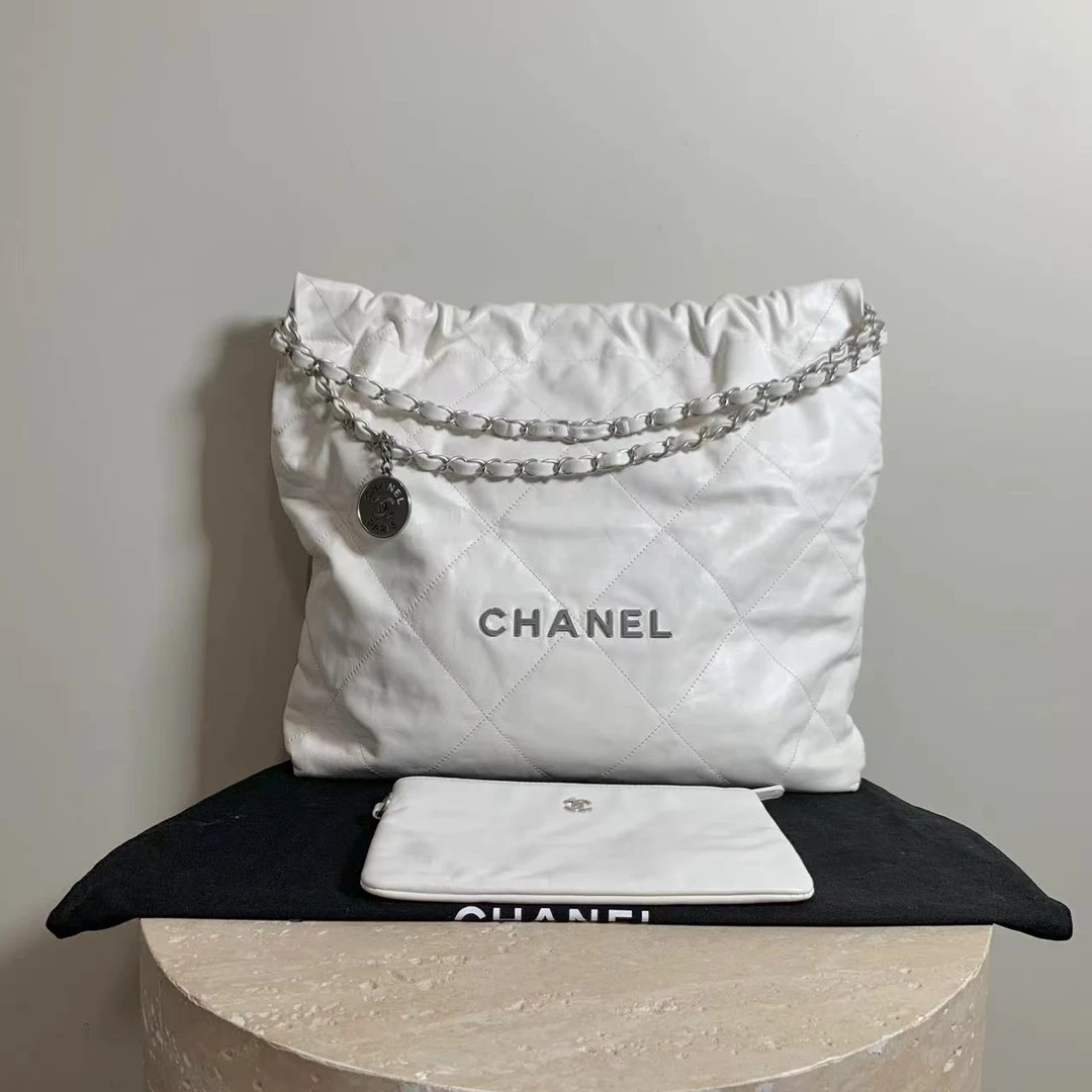 95新 Chanel/香奈儿 壹臻/24B白银22bag中号单肩包/86646992