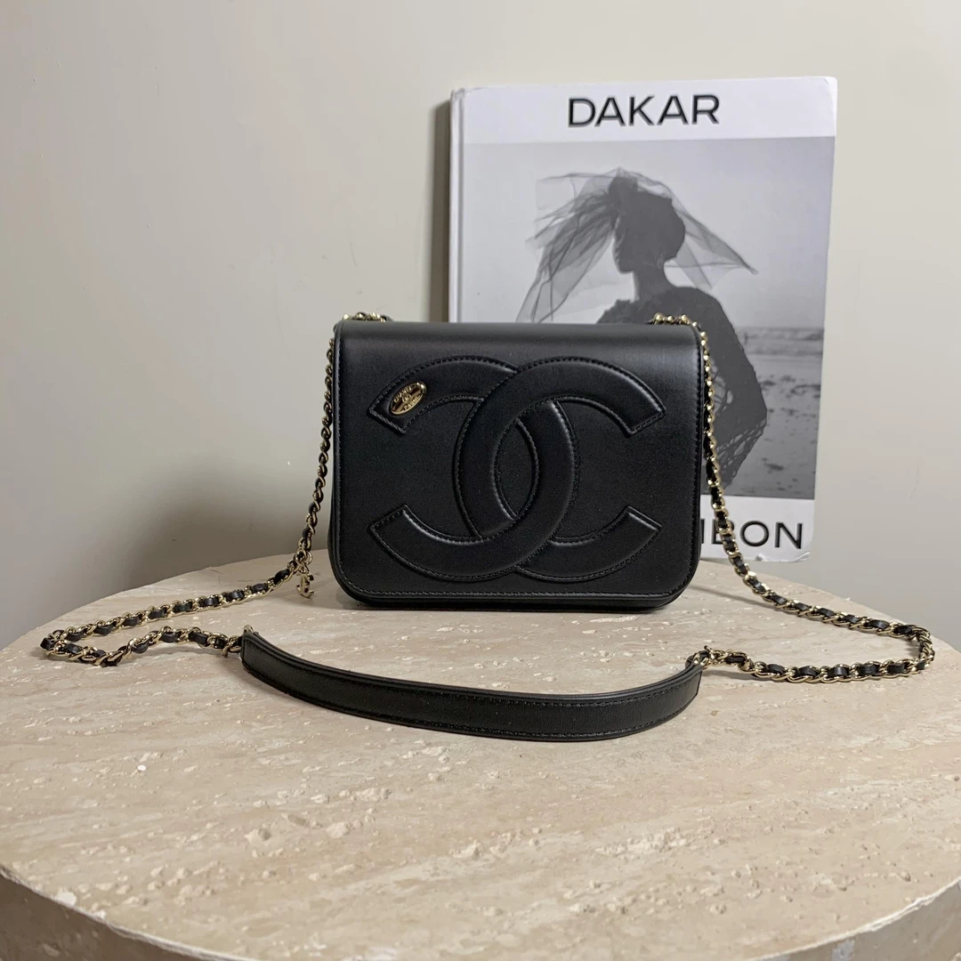 95新 Chanel/香奈儿 壹臻中古/黑金大双C口盖包 28开 11341627