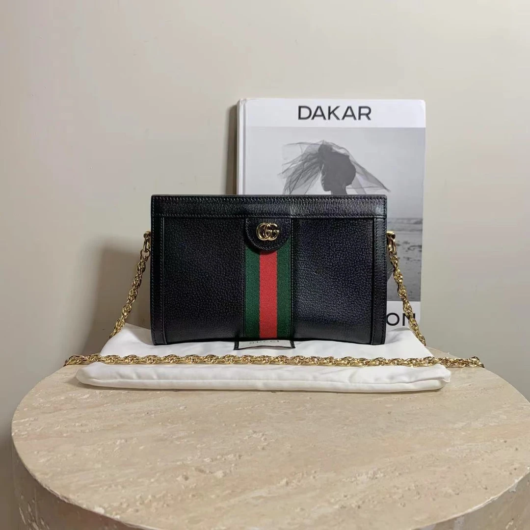 95新 GUCCI/古驰 壹臻/op黑金全皮夹子包小号 35051795