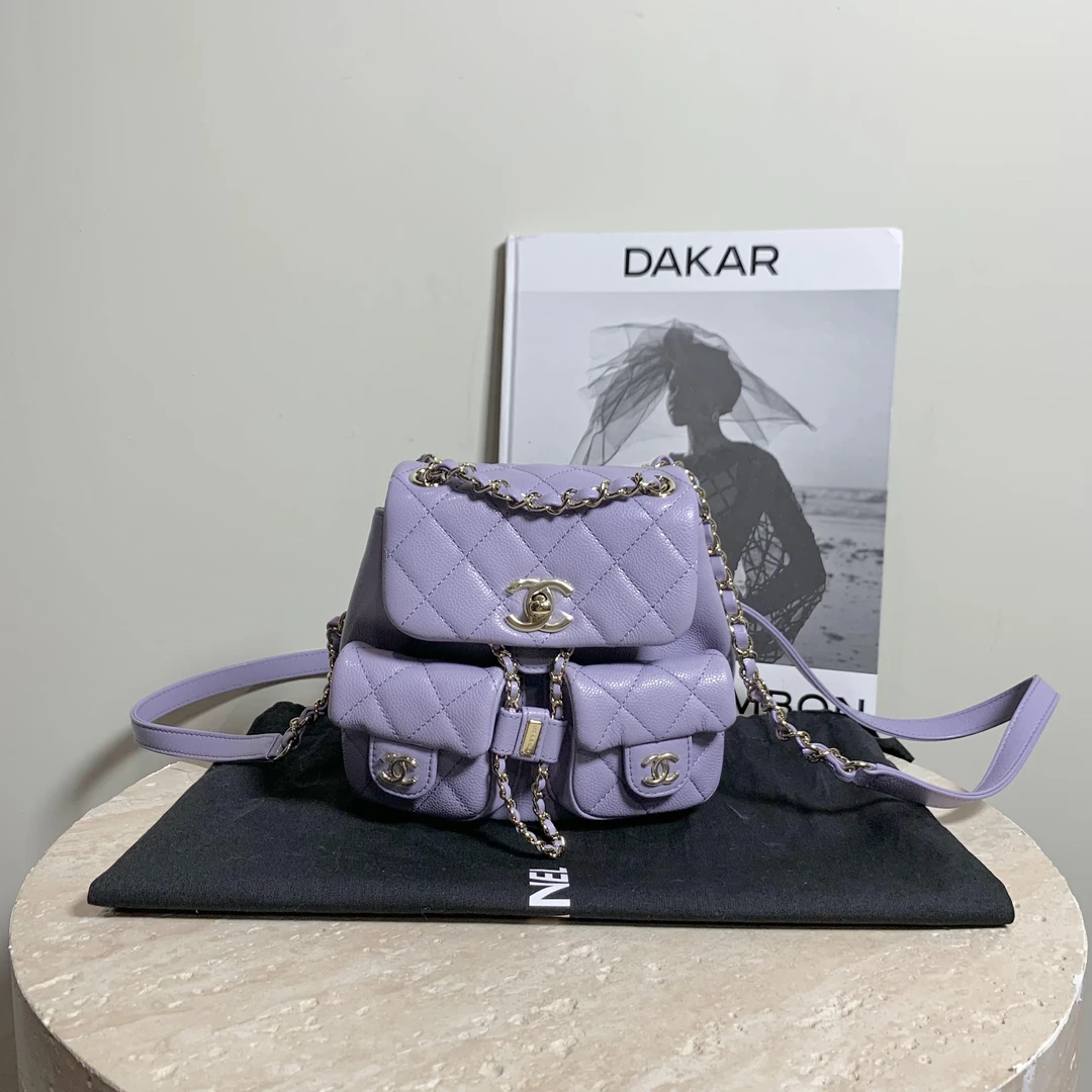 全新未使用 Chanel/香奈儿 壹臻中古/24A紫duma双肩包 /31413925