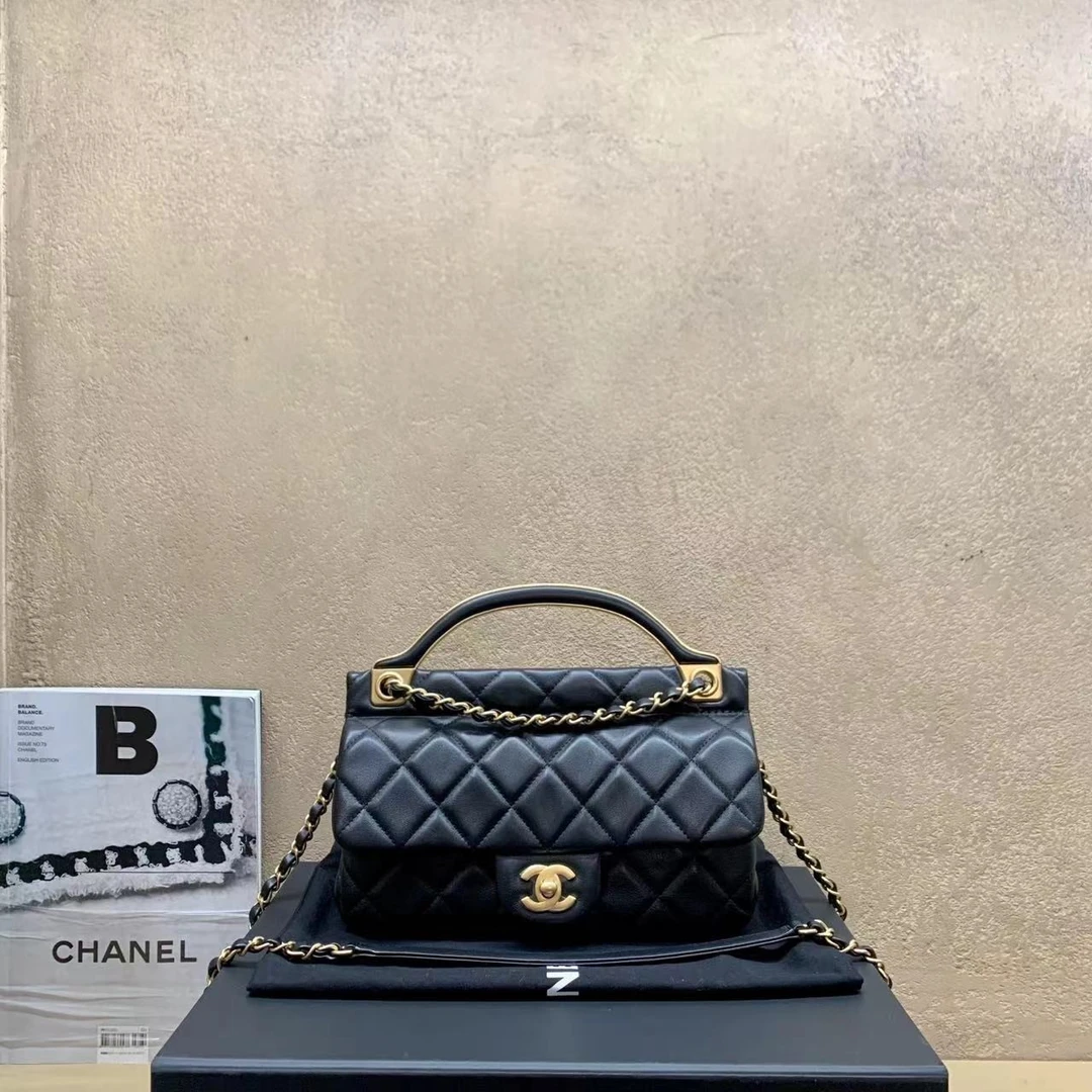 95新  拆 壹臻中古/Chanel21a黑金牛衣架邮差包 /17249751