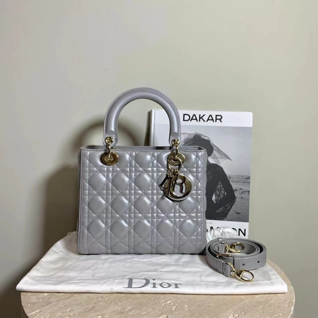 95新 DIOR/迪奥 壹臻/ 珠光灰五格戴妃包 41832892