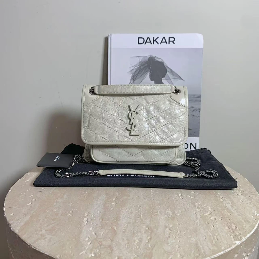 95新 YSL/圣罗兰 壹臻/小号 白银Niki链条包/77815171