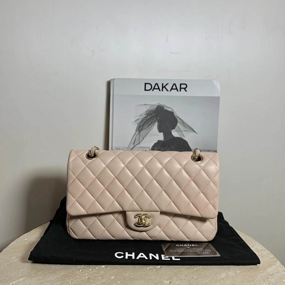 95新 Chanel/香奈儿 壹臻/23开 粉色中号CF单肩包/79658621
