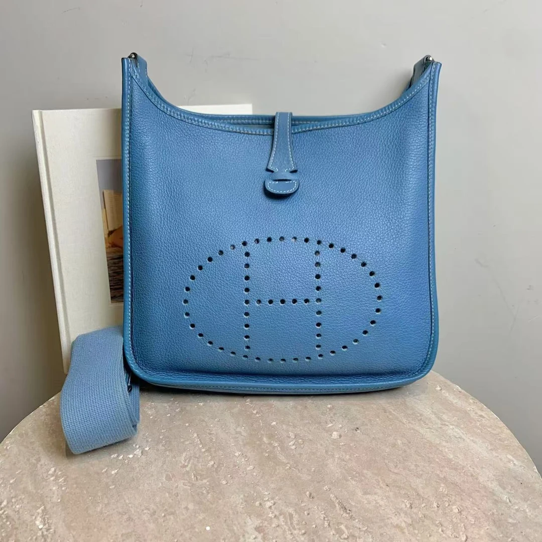 95新 Hermes/爱马仕 壹臻/框I 牛仔蓝伊芙琳29 斜挎包/18935048