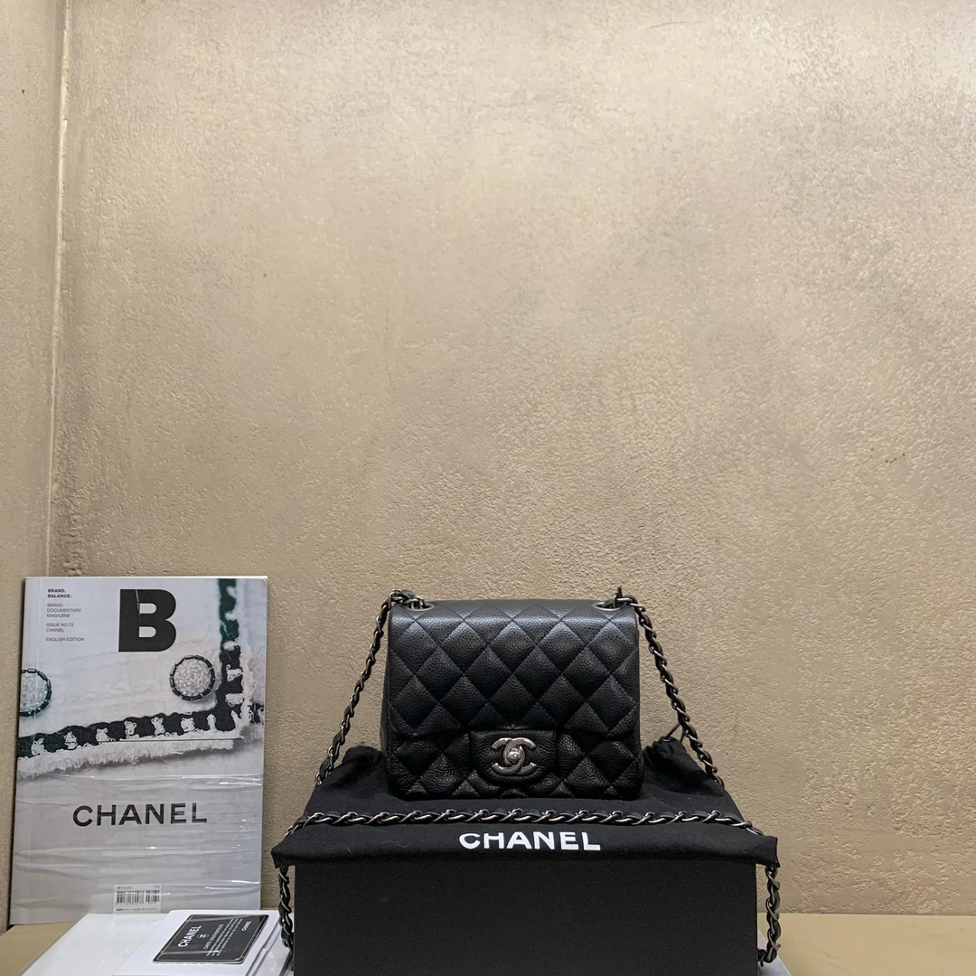 95新 Chanel/香奈儿 壹臻中古/黑银荔枝方胖子 21开 / 34006245