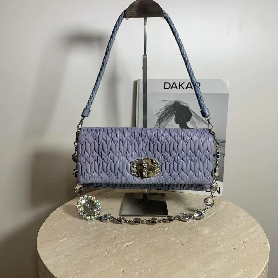 95新 MIU MIU/缪缪 壹臻/蓝色渐变宝石链条包/95795385